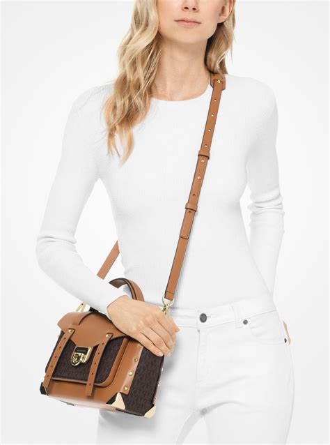 michael kors satchel mk logo|Michael Kors manhattan leather satchel.